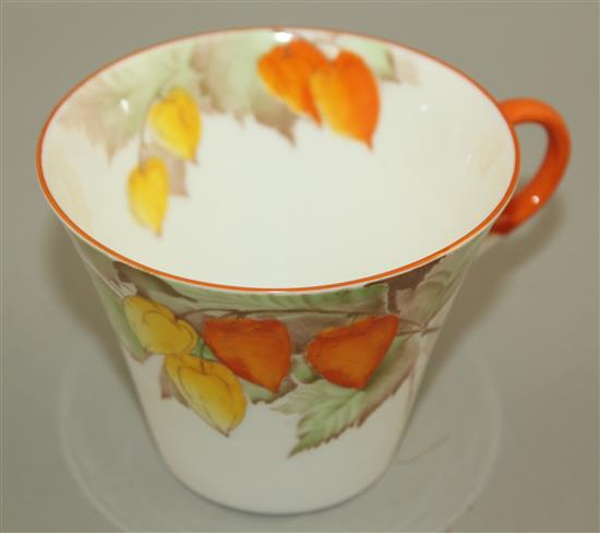 A Shelley Regent shape Cape Gooseberry pattern thirty piece tea set, 1930s, Teapot 14cm high